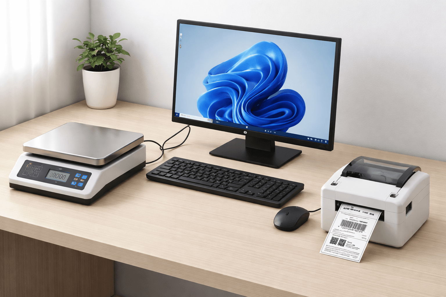 Balanza conectada a una PC e impresora